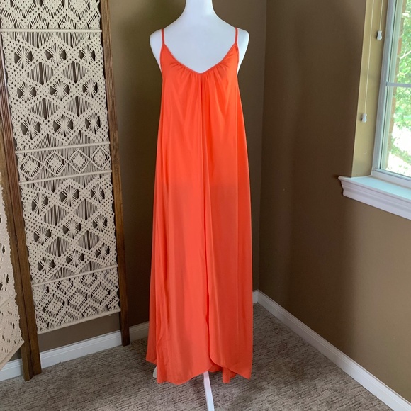 Pink Stitch Resort Maxi Dress Back Cutout Casual Vacation Size 4 Small Coral - Picture 1 of 11